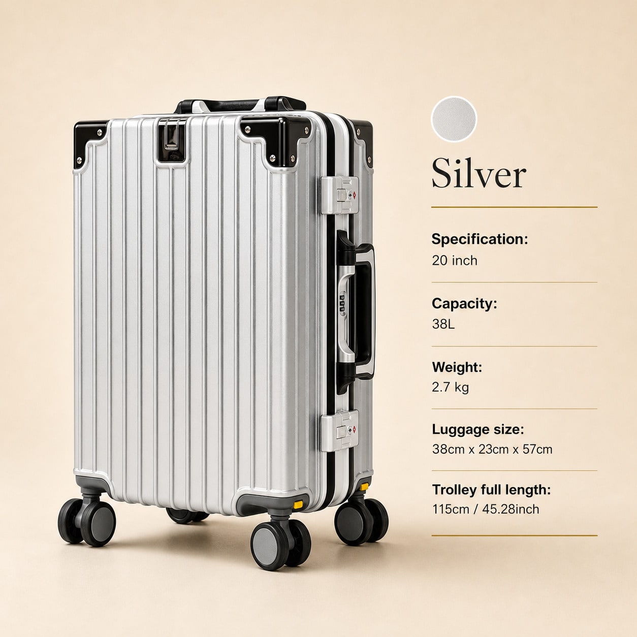 Valise cabine 20 pouces, appro - Aluminum Frame Carry On Luggage avis et prix